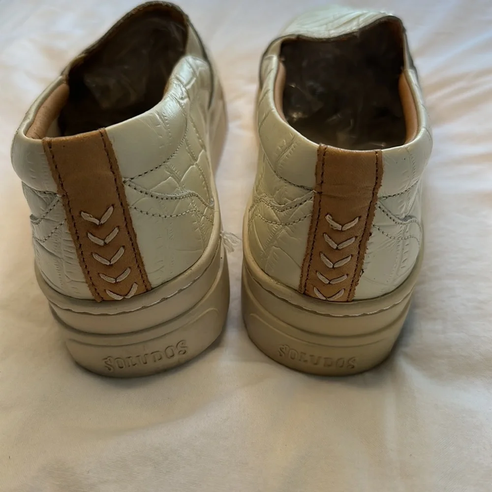 Leather soludos 9.5 cream slide sneaker espadrilles - Picture 5 of 11